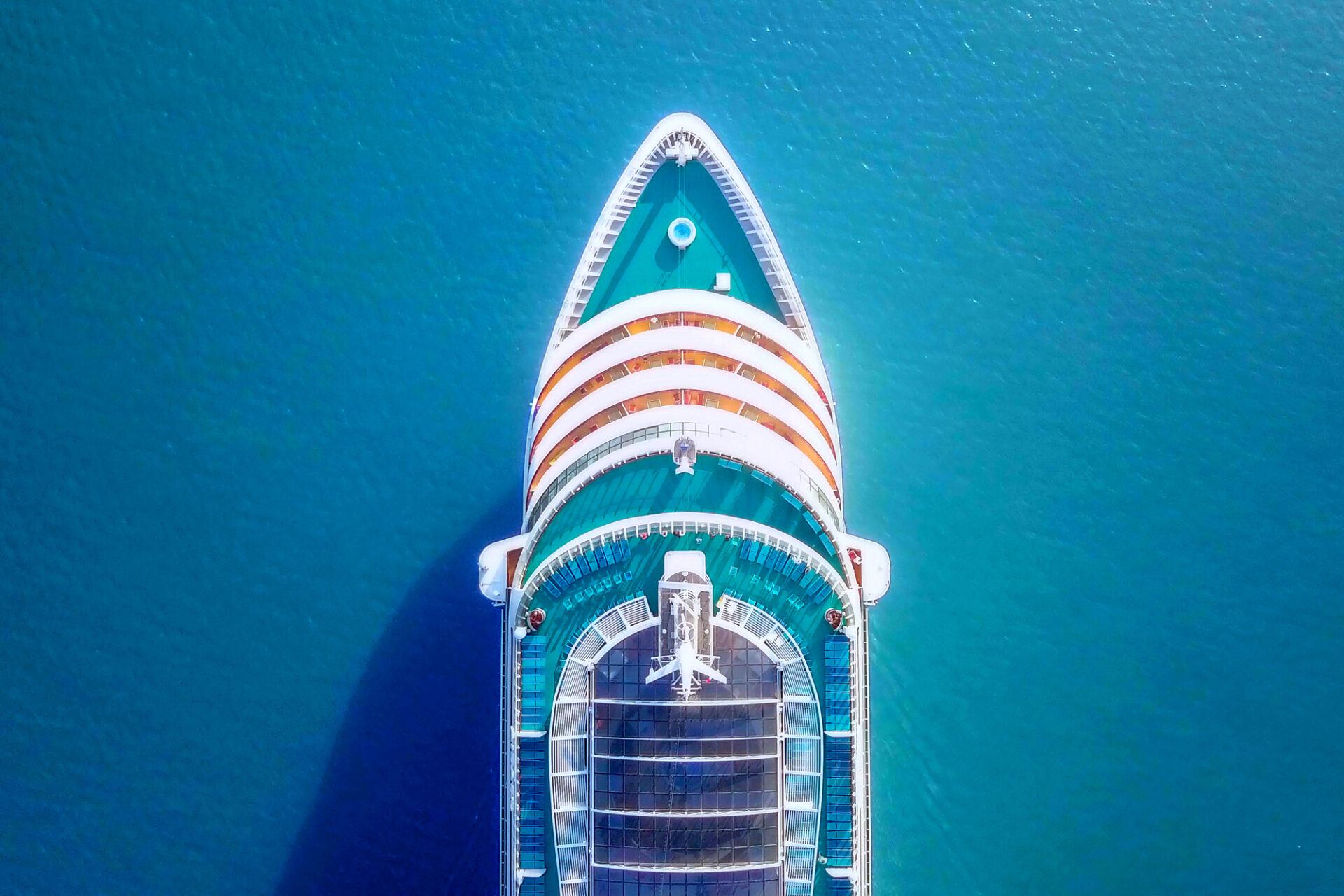 bird's eye view of a cruise ship